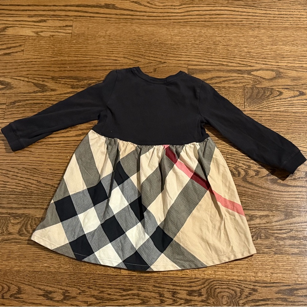 Burberry Girls’ 2Y Black Plaid Long Sleeve Dress - Picture 2 of 5